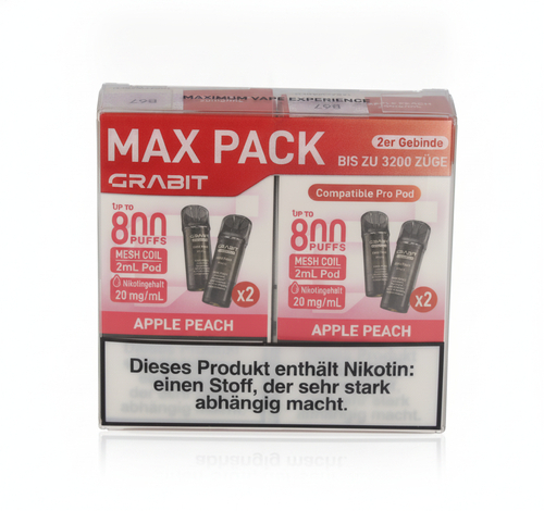 Grabit Apple Peach Prefilled Pods 20mg Maxi Pack 4x2ml