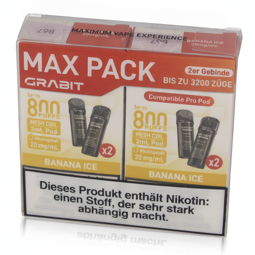 Grabit Banana Ice Prefilled Pods 20mg Maxi Pack 4x2ml