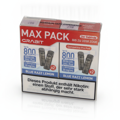 Grabit Blue Razz Lemon Prefilled Pods 20mg Maxi Pack 4x2ml