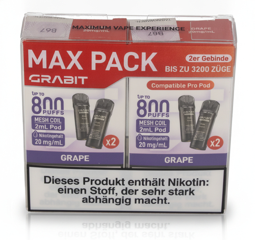 Grabit Grape Prefilled Pods 20mg Maxi Pack 4x2ml