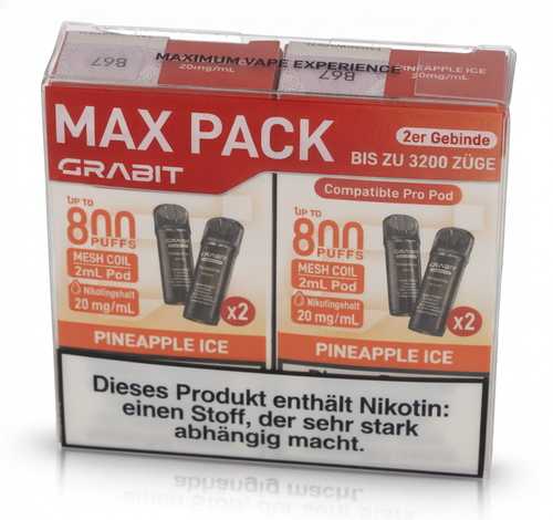 Grabit Pineapple Ice Prefilled Pods 20mg Maxi Pack 4x2ml