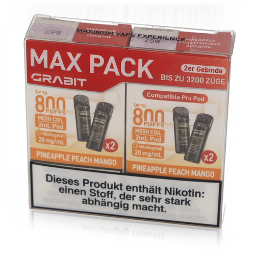 Grabit Pineapple Peach Mango Prefilled Pods 20mg Maxi Pack 4x2ml