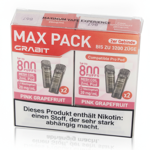 Grabit Pink Grapefruit Prefilled Pods 20mg Maxi Pack 4x2ml