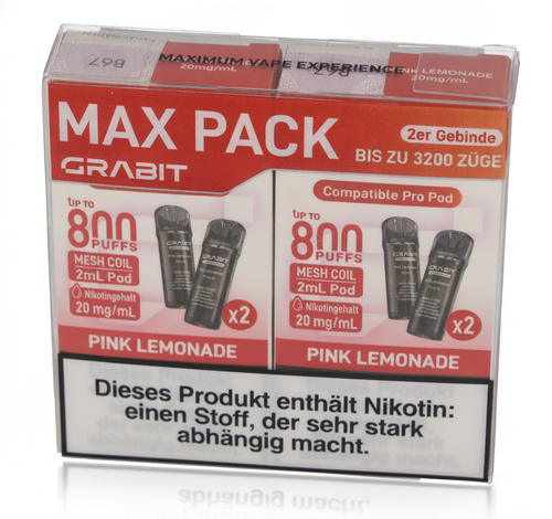 Grabit Pink Lemonade Prefilled Pods 20mg Maxi Pack 4x2ml