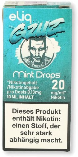 Gzuz eliq Nikotinsalz Liquid Mint Drops 20mg/ml Gzuz eliq Nikotinsalz Liquid Mint Drops 20mg/ml