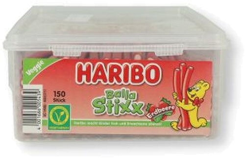 Haribo Balla Stixx Erdbeere Dose 150 Stück Haribo Balla Stixx Erdbeere Dose 150 Stück