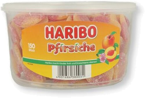 Haribo Pfirsiche Dose 150 Stück Haribo Pfirsiche Dose 150 Stück