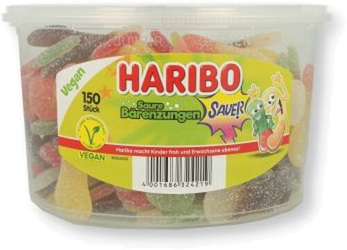 Haribo Saure Bärenzungen Dose 150 Stück Haribo Saure Bärenzungen Dose 150 Stück
