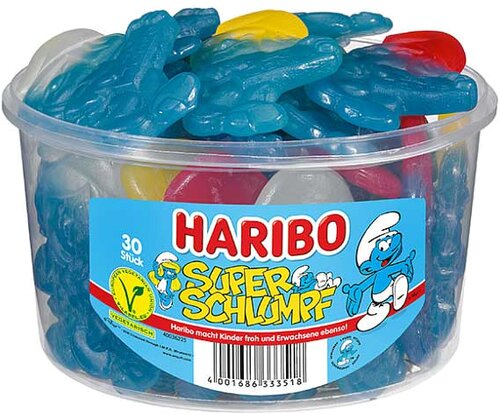 Haribo Super Schlumpf 30 Stück Dose