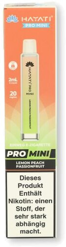 Hayati Pro Mini Einweg E-Zigarette Lemon Peach Passionfruit 20mg/ml