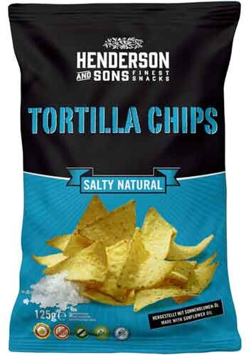 Henderson & Sons Tortilla Chips Salty Natural 125g Henderson & Sons Tortilla Chips Salty Natural 125g