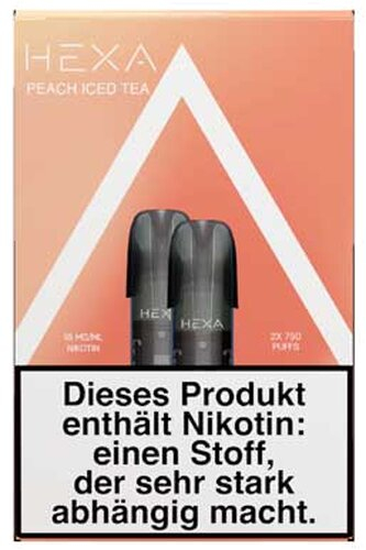 Hexa Pro Vape Pods Peach Iced Tea 2x2ml 18mg Hexa Pro Vape Pods Peach Iced Tea 2x2ml 18mg