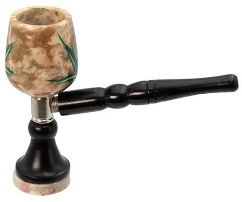 Holz/Speckstein Pfeife Stone Head Standing Schwarz, Steinfarben