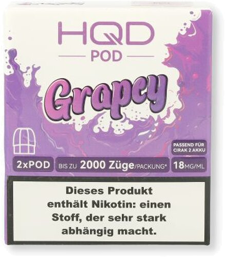 HQD CIRAK 2 Pod Grapey 2x2ml 18mg/ml HQD CIRAK 2 Pod Grapey 2x2ml 18mg/ml