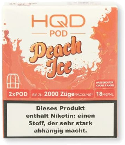 HQD CIRAK 2 Pod Peach Ice 2x2ml 18mg/ml HQD CIRAK 2 Pod Peach Ice 2x2ml 18mg/ml