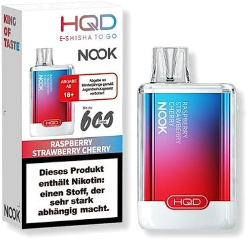 HQD NOOK Raspberry Strawberry Cherry Einweg E-Zigarette 18mg/ml
