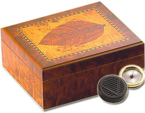 Humidor mit Intarsien Tabakblatt Motiv Humidor mit Intarsien Tabakblatt Motiv