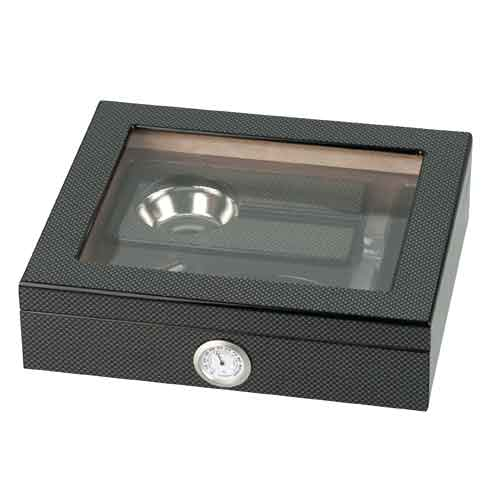 Humidor Set Carbon-Design mit Glasdeckel Humidor Set Carbon-Design mit Glasdeckel