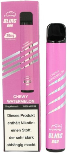 Hyppe Bling Bar 600 Einweg E-Zigarette Chewy Watermelon 20mg Hyppe Bling Bar 600 Einweg E-Zigarette Chewy Watermelon 20mg