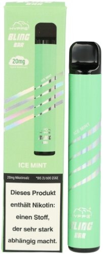 Hyppe Bling Bar 600 Einweg E-Zigarette Ice Mint 20mg 