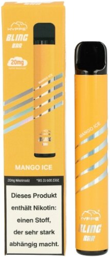 Hyppe Bling Bar 600 Einweg E-Zigarette Mango Ice 20mg Hyppe Bling Bar 600 Einweg E-Zigarette Mango Ice 20mg