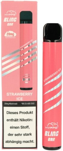 Hyppe Bling Bar 600 Einweg E-Zigarette Strawberry Ice 20mg Hyppe Bling Bar 600 Einweg E-Zigarette Strawberry Ice 20mg