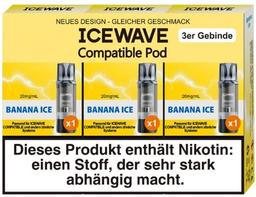 Icewave Compatible Pod Banana Ice 20mg/ml 3 Stück