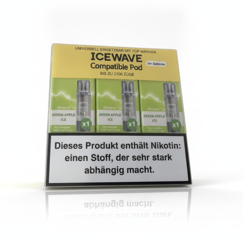 Icewave Compatible Pod Green Apple Ice 20mg/ml 3 Stück