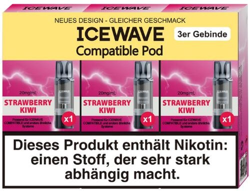 Icewave Compatible Pod Strawberry Kiwi 20mg/ml 3 Stück