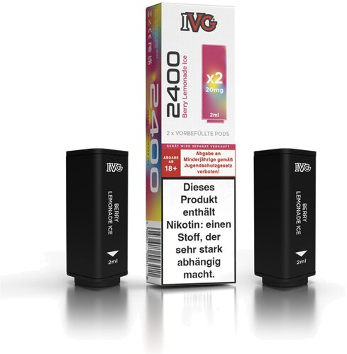 IVG 2400 4-Pod-System Berry Lemonade Ice Prefilled Pod 2x2ml 20mg IVG 2400 4-Pod-System Berry Lemonade Ice Prefilled Pod 2x2ml 20mg