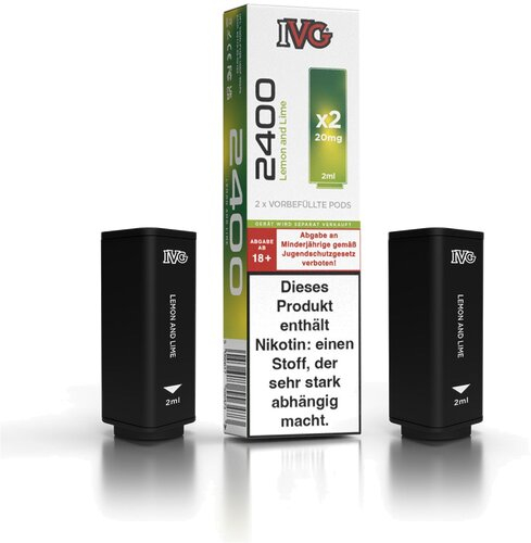 IVG 2400 4-Pod-System Lemon and Lime Prefilled Pod 2x2ml 20mg IVG 2400 4-Pod-System Lemon and Lime Prefilled Pod 2x2ml 20mg