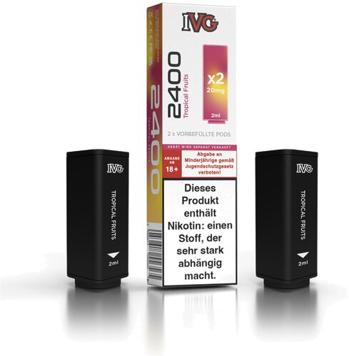 IVG 2400 4-Pod-System Tropical Fruits Prefilled Pod 2x2ml 20mg IVG 2400 4-Pod-System Tropical Fruits Prefilled Pod 2x2ml 20mg