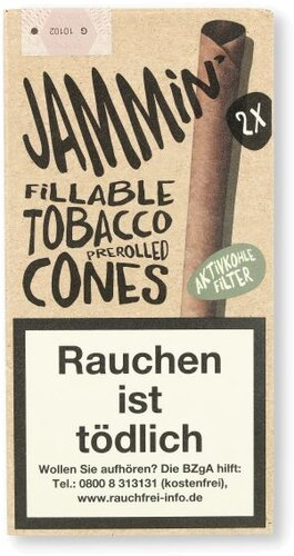 Jammin Fillable Tobacco Prerolled Cones 2 Stück   Jammin Fillable Tobacco Prerolled Cones 2 Stück