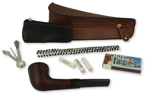 Jean Claude Pfeifen-Einsteigerset Lederoptik Braun Nr. 3 Pfeife gerade