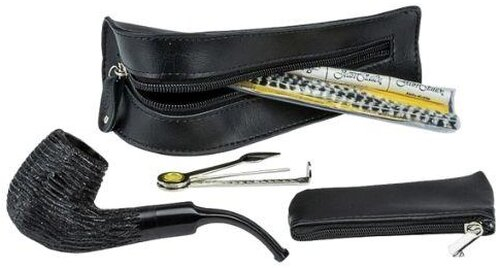 Jean Claude Pfeifen-Einsteigerset Lederoptik Schwarz Pfeife gebogen Rustiziert Jean Claude Pfeifen-Einsteigerset Lederoptik Schwarz Pfeife gebogen Rustiziert