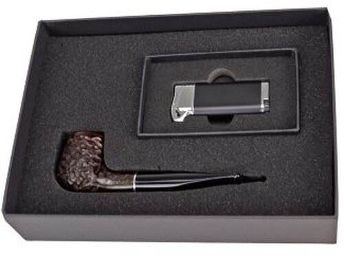 Jean Claude Set Pfeife gerade rustic mit Pfeifenfeuerzeug Jean Claude Set Pfeife gerade rustic mit Pfeifenfeuerzeug