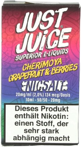 Just Juice Nikotinsalz Liquid Cherimoya, Grapefruit, Beeren 20mg Just Juice Nikotinsalz Liquid Cherimoya, Grapefruit, Beeren 20mg