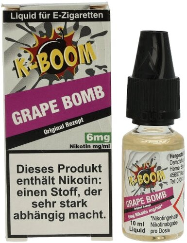 K-BOOM Grape Bomb Original Rezept Liquid 10 ml 6mg K-BOOM Grape Bomb Original Rezept Liquid 10 ml 6mg