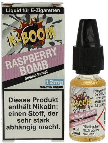 K-BOOM Raspberry Bomb Original Rezept Liquid 10 ml 12mg K-BOOM Raspberry Bomb Original Rezept Liquid 10 ml 12mg