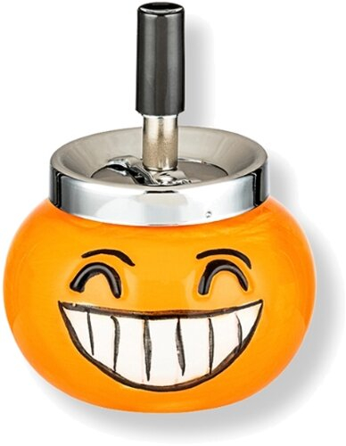 Keramik Schleuderaschenbecher Smiley grinsend Orange