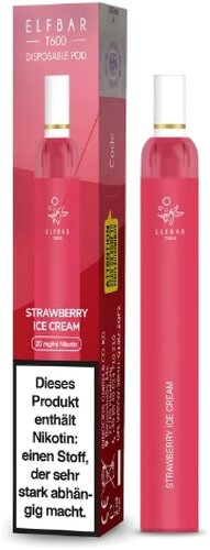 Elf Bar T600 E-Zigarette mit Filter Strawberry-Ice-Cream 20mg