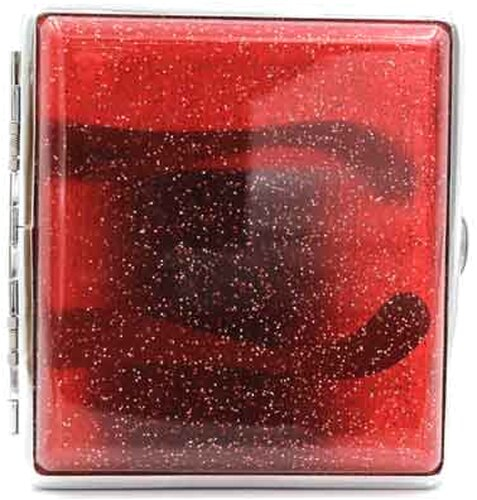 Zigarettenetui Kunststoff Transparent Glitzer Rot 18er Zigarettenetui Kunststoff Transparent Glitzer Rot 18er