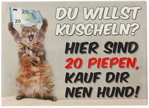 Kühlschrankmagnet DU WILLST KUSCHELN? HIER SIND 20 PIEPEN, KAUF DIR NEN HUND! 9x6,5cm Kühlschrankmagnet DU WILLST KUSCHELN? HIER SIND 20 PIEPEN, KAUF DIR NEN HUND! 9x6,5cm