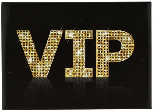 Kühlschrankmagnet VIP schwarzer Hintergund mit goldenem Schriftzug 9x6,5cm Kühlschrankmagnet VIP schwarzer Hintergund mit goldenem Schriftzug 9x6,5cm