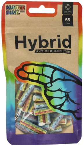 Kunterbunt Hybrid Aktivkohlefilter Rainbow 6,4mm 55Stk.