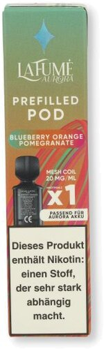 La Fume Aurora Prefilled Pod Blueberry Orange Pomegranate 2ml 20mg La Fume Aurora Prefilled Pod Blueberry Orange Pomegranate 2ml 20mg