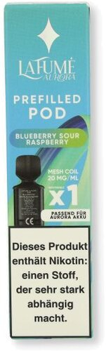 La Fume Aurora Prefilled Pod Blueberry Sour Raspberry 2ml 20mg La Fume Aurora Prefilled Pod Blueberry Sour Raspberry 2ml 20mg