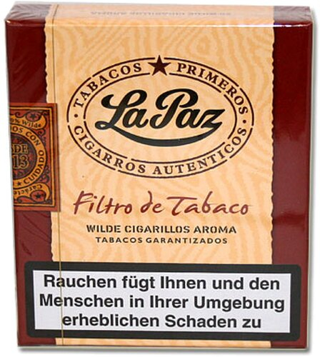 La Paz Wilde Zigarillos Filtro de Tobaco Aroma La Paz Wilde Zigarillos Filtro de Tobaco Aroma