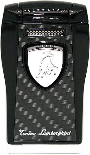 Lamborghini Agro 1er Jetflame Feuerzeug, schwarz mit Facetten