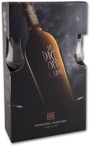 Le Diciotto Lune Grappa Confezione mit 2 Gläsern 41% Vol.